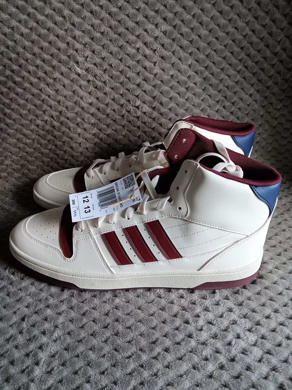 adidas Break Start Mid Top Sneakers - White / Maroon - Men's 12 / Women's 13